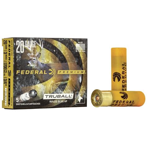 Federal Premium Vital Shok Truball Rifled Slug 20 Ga Max 34 O