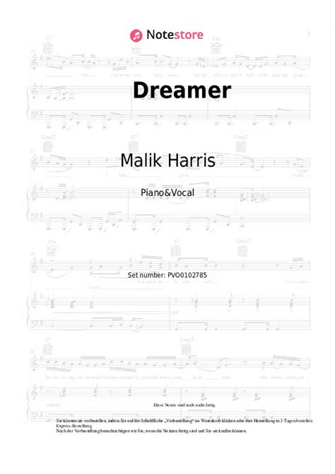 Dreamer Malik Harris Noten Gesang Pdf Klavier Note Store De Klavier