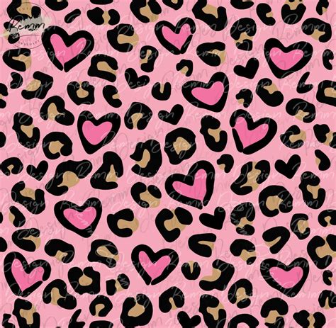 Pink Leopard Print And Hearts Seamless Pattern Valentines Day Seamless