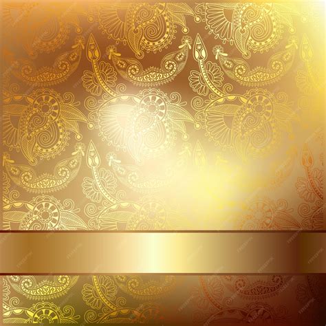 Premium Vector Gold Elegant Flower Background With A Lace Pattern