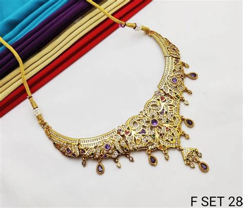 Wedding Wear Necklace Golden Set At Rs Piece In Rajkot Id