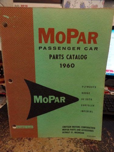 Sell 1960 MOPAR PASSENGER CAR PARTS CATALOG DEALER BOOK DODGE CHRYSLER