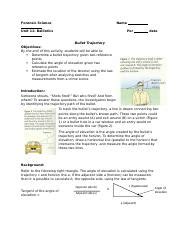 Bullet Trajectory Worksheet Docx Forensic Science Name Unit