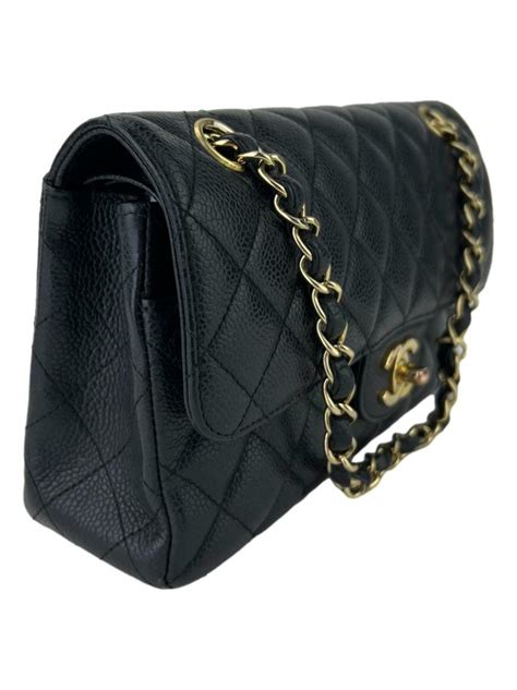 Bolsa Tiracolo Chanel Double Flap Caviar Preta Original CCCQ3