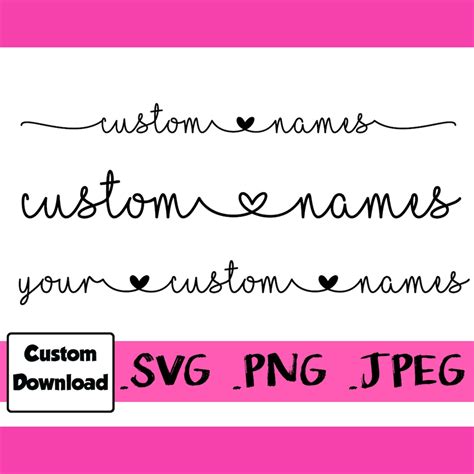 Custom Connected Heart Names Font Digital File Download Svg Png Jpeg Etsy