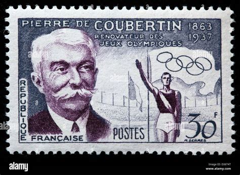 Baron Pierre De Coubertin Postage Stamp France Stock Photo Alamy