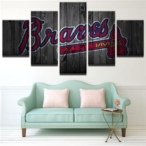 Atlanta Braves Baseball Sport 5 Panel Canvas Art Wall Decor Canvas