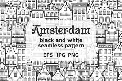 Seamless Pattern Of Line Style Holland Old Houses By Katerina Ivanova