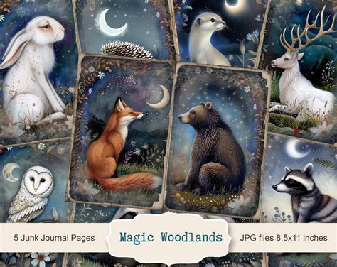 Magic Woodlands Junk Journal Kit Animals Junk Journal Pages Winter