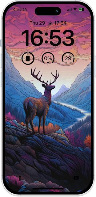 an iphone with the time displayed on it's screen and deer in the background