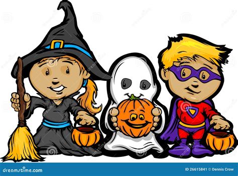 Cute Halloween Kids In Trick Or Treat Costumes Stock Image - Image ...