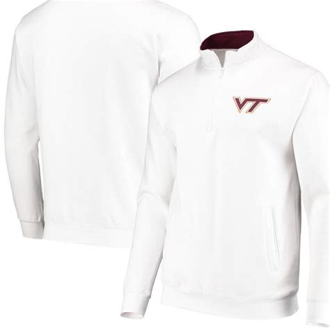 Colosseum Mens White Virginia Tech Hokies Tortugas Logo Quarter Zip