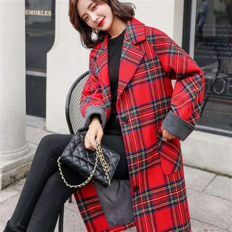 Vogorsean Womens Winter Coats Plaids Wool Coat Jackets 2018 High