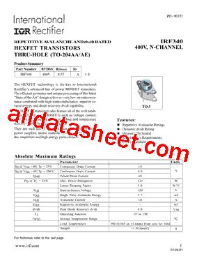 IRF340 Datasheet PDF International Rectifier