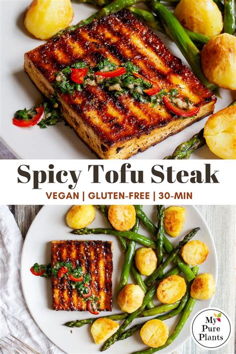 Tofu Steak With Chimichurri Sauce Grilled Tofu Recipes Tofu Steak Tofu Recipes