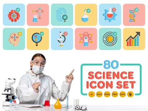 80 Research Icon Set Flat Icons