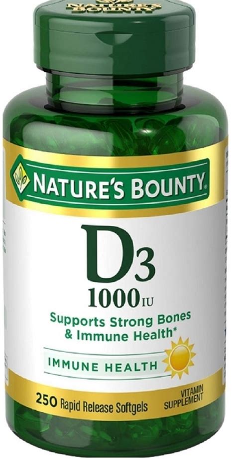 Natures Bounty Vitamin D 1000 IU Rapid Release Softgels 250 Ea