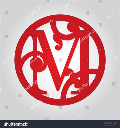 Vector Monogram M Round Frame Fancy Stock Vector Royalty Free 534241522