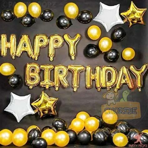 Jual Paket Dekorasi Hiasan Balon Ulang Tahun Happy Birthday Tema Gold