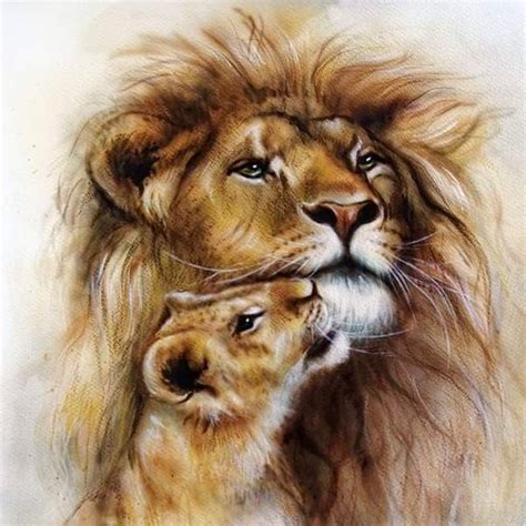 Two Lions Painting Animal Art