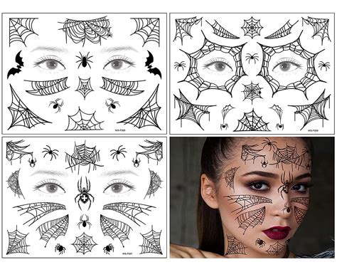 Halloween Tattoo Gesicht Halloween Spinnen Tattoos Kinder Erwachsene