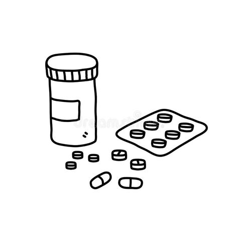 Prescription Drugs And Medicine Doodle Hand Drawn Vector Doodle