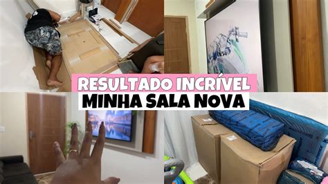 CHEGARAM OS MÓVEIS NOVOS MINHA SALA NOVA MONTAMOS O PAINEL E