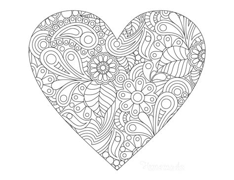 48 Printable Heart Coloring Pages for Adults - Happier Human