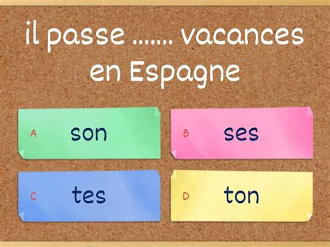 Les Adjectifs Possessifs Quiz