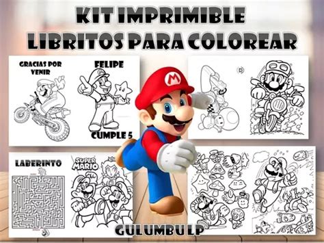 Kit Imprimible Libritos Mario Bros Para Pintar Y Actividades En