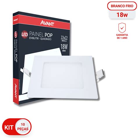 Kit Painel Led Embutir Quadrado W K Bivolt Branco Frio Avant