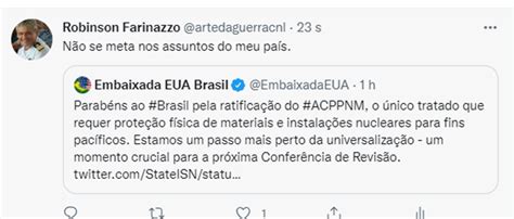 Robinson Farinazzo on Twitter Embaixada americana está se metendo