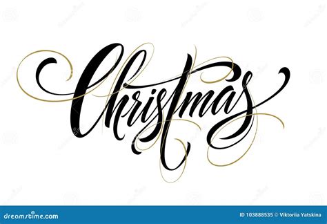 Merry Christmas Handwriting Script Lettering Vector Illustration Stock