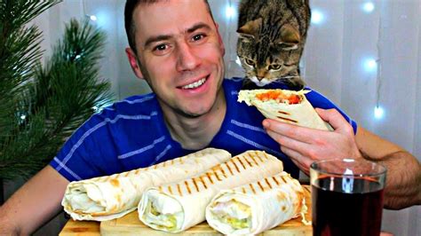 MUKBANG Огромная шаурма Shawarma ASMR МУКБАНГ Мукбанг Сеня