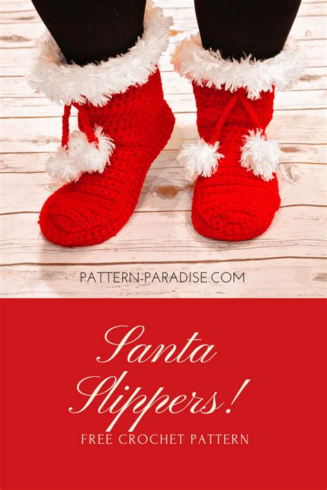 Free Crochet Pattern Santa Slippers In 2024 Crochet Slipper Pattern