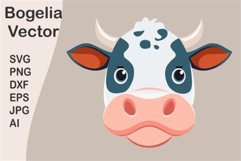 Cow Face Vector Illustration Graphic Graphic by BogeliaVector · Creative Fabrica