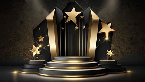 Award ceremony background with podium and 3d gold star element ...