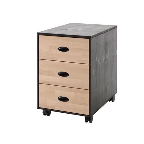 Vipack Caisson William De Bureau 3 Tiroirs En Bois Massif Vernis