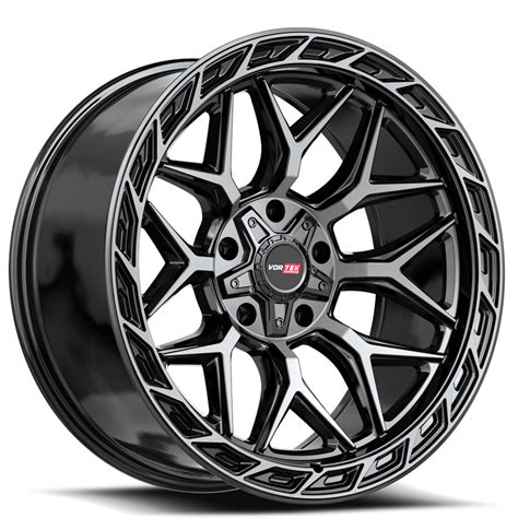 22 Vortek Wheels VRP 504 Enzo Black With Diamond Cut And Dark Tint Off