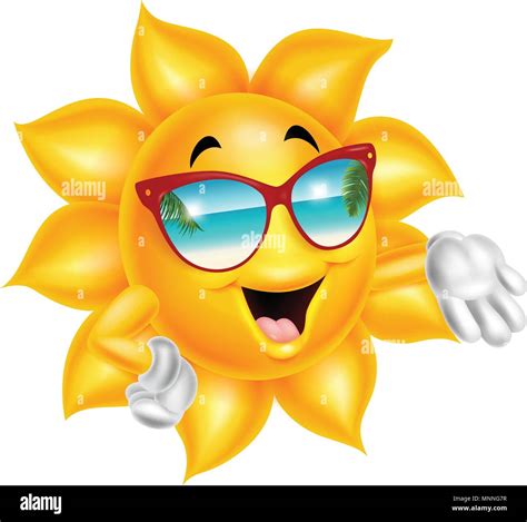 Cartoon cartoon sun character wearing sunglasses Stock Vector Image ...