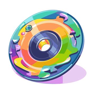 cd clipart colorful cd  decorated  liquid paint cartoon vector