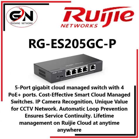 Promo Ruijie Reyee 5 Port Gigabit Poe Poe Cloud Managed Switch Rg