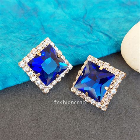 Blue Crystal Earrings for Women | FashionCrab.com