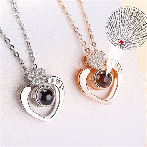 I Love You Necklace 100 Language Heart Charm Necklace In Etsy