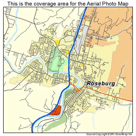 Aerial Photography Map of Roseburg, OR Oregon