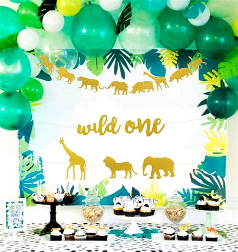 Buy Jevenis Glitter Wild One Banner Jungle Safari Theme Banner Safari