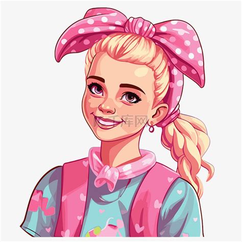 Jojo Siwa 剪贴画 一个头发上有圆点的迷人女孩的卡通画 向量素材图片免费下载 千库网