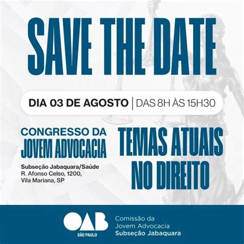 CONGRESSO DA JOVEM ADVOCACIA OAB JABAQUARA SAÚDE em São Paulo Sympla