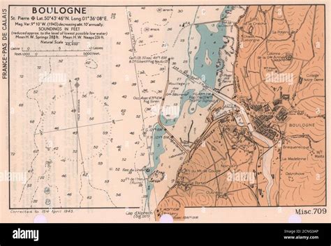 Boulogne Town Plan Sea Coast Chart D Day Planning Map ADMIRALTY