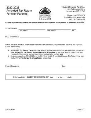 Fillable Online Amended Tax Return Form Fax Email Print Pdffiller